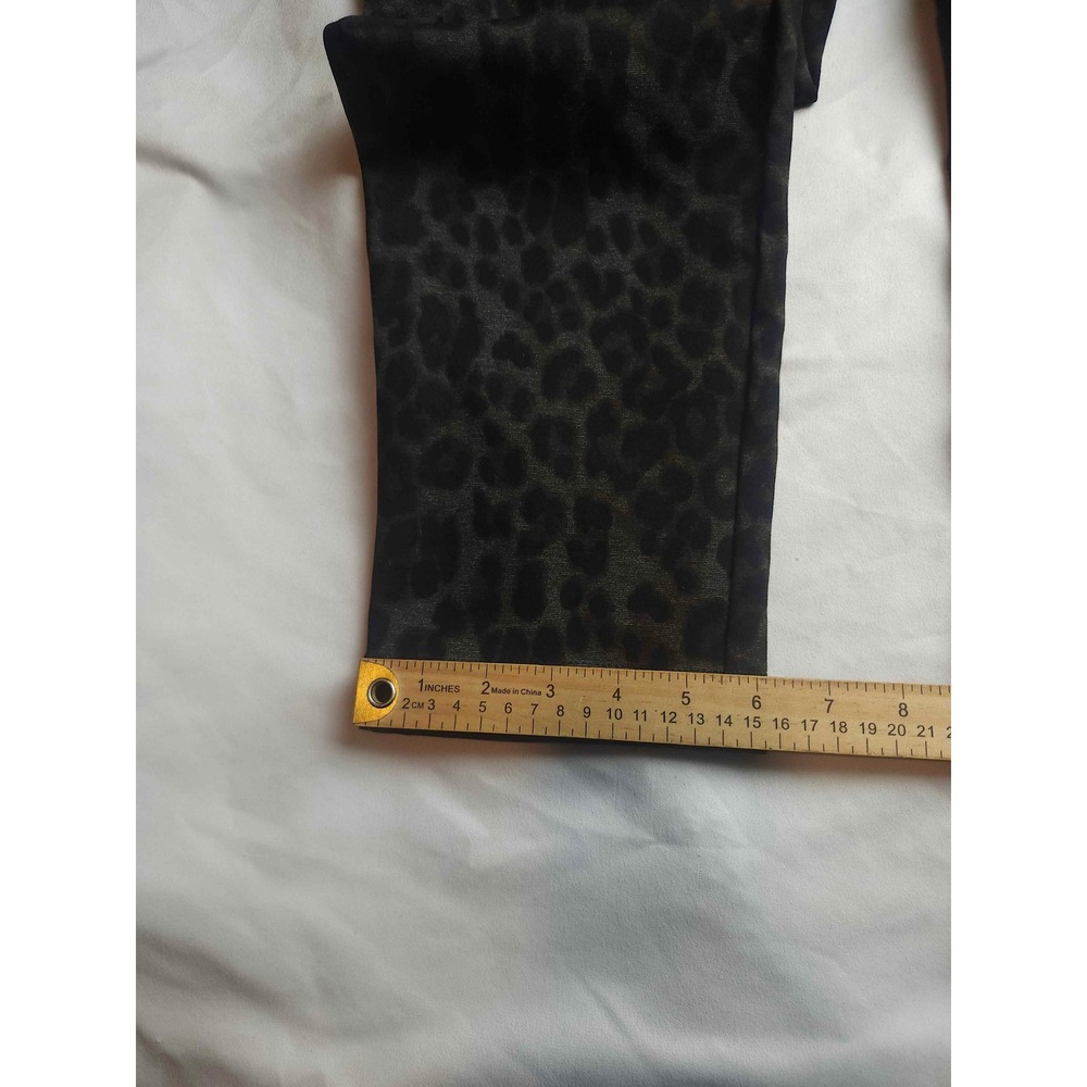 Calvin Klein Womens Leopard Print Pull On Leggings Dark Olive Black Size Large - Picture 2 of 7